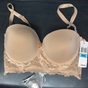 Nude Felina convertible strapless bra balconette 36C push-up lace new nwt